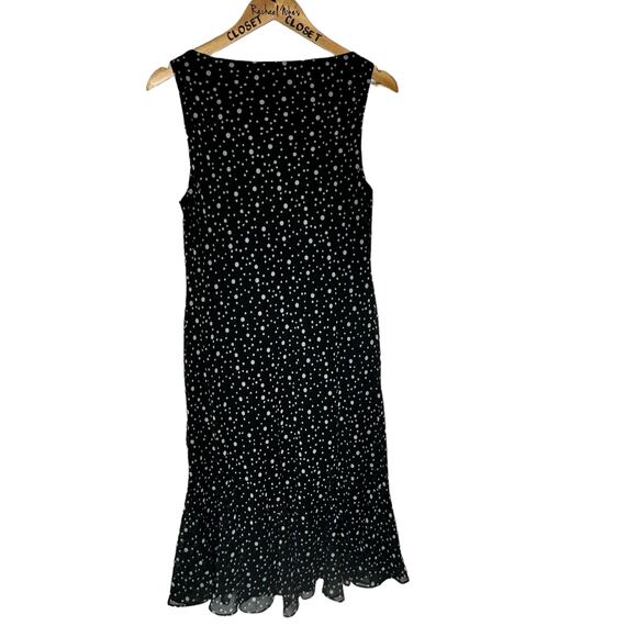 Chaps Ralph Lauren Black Polka Dot Sheer Midi Dress - Size 14 - Midi - Picture 5 of 5